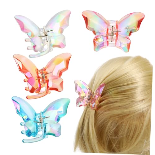 BESTonZON 4 Stück Bunte Schmetterlings Haarklammern Rutschfeste Haarspangen für Frauen Stilvolle Haarschmuck Clips Weiß Blau und Braun für Tägliches Styling und Sichere Halterung von BESTonZON