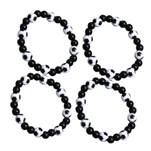 BESTonZON 4 Stück Fußball Fan Armbänder Herren Sportliche Perlenarmbänder Leichtes Bequemes Material Für Alltag Sportevents Und Fußballfans von BESTonZON