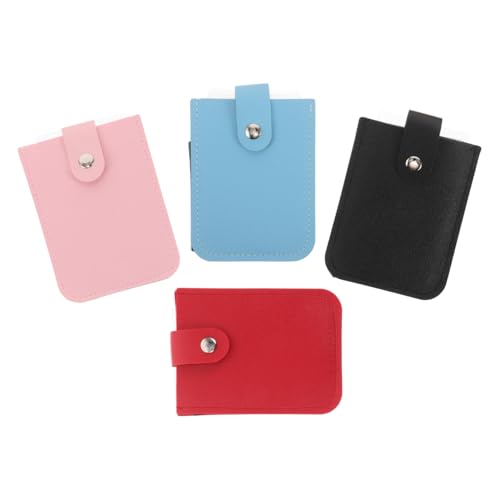 BESTonZON 4stücke Kreditkartenhalter Zum Herausziehen Organizer-Tasche Aus Kunstleder Mit Druckknopfverschluss Stapelbarer Kartenhalter Schmales Kartenetui Kartenhalter von BESTonZON