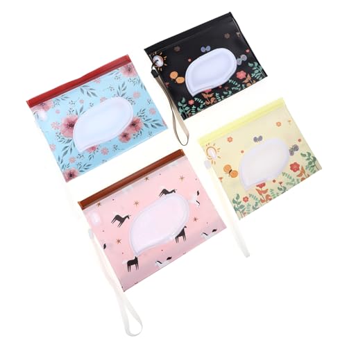 BESTonZON 4 Stück Packsack kosmetiktasche kosmetikbeutel Spender für Babytücher Beutel für Badezimmertücher Reisetasche für Feuchttücher Extraktiver Verpackungsbeutel für nasse Handtücher von BESTonZON