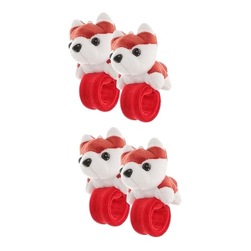 BESTonZON 4 Stück Pop-kreis-armband Tiger-stofftiere Schnapparmband Tiere Kinderarmbänder Tiere Für Kinder Schlagarmbänder Massenspielzeug Für Kinder Schüttgut Plüsch Schmuck Rot von BESTonZON