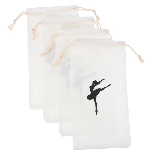 BESTonZON 4 Stück Teiliges Ballettschuhtaschen aus Robustem Canvas mit Kordelzug Leichter und Leicht zu Reinigender Beutel für Damen und Mädchen zur Aufbewahrung von Tanzschuhen und von BESTonZON