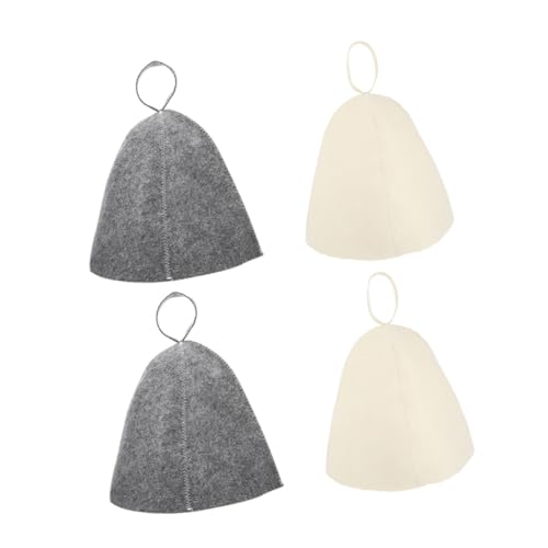 BESTonZON 4 Stück Verdickte Filz Saunakappe Teiliges Weiß und Atmungsaktive Sauna Haar Schutzmützen für Damen und Herren Strapazierfähige Portable Badekappen für Saunagänger und Wellness von BESTonZON