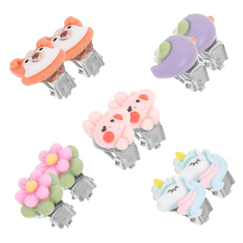 BESTonZON 5 Paare Clip Ohrringe für Mädchen Schmuck Bunte Ohrklammern ohne Ohrloch Niedliche Ohrornamente Leicht Tragbar für Alltag und Party BESTonZON 5 Paare Clip Ohrringe für Mädchen Schmuck Bunte Ohrklammern ohne Ohrloch Niedliche Ohrornamente Leicht Tragbar für Alltag und Party von BESTonZON