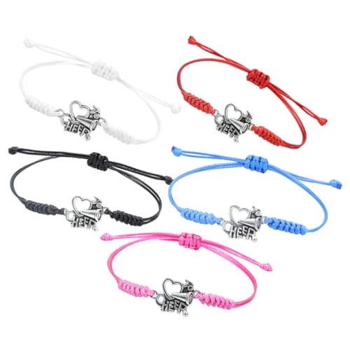 BESTonZON 5 Stück Cheer Armbänder für Jungen und Mädchen Verstellbare Stoffarmbänder mit Solidem Verschluss Dekorative Freundschaftsarmbänder für Sportfans und Teamunterstützung von BESTonZON
