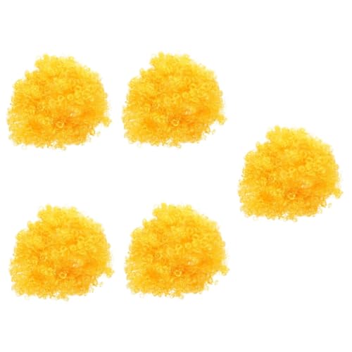 BESTonZON 5 Stück Unisex Clown Afro Perücke Gelb Karneval Partykostüm Haarteil für Erwachsene und Lustiges Festival Accessoire Kreative Fasching Verkleidung von BESTonZON