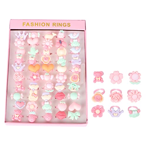 BESTonZON 50stücke Bunte Kinderspielzeuge Offen Verstellbar Cartoon-spielzeug Für Mädchen Und Junge Mädchen Passend Für Kleinen Finger von BESTonZON