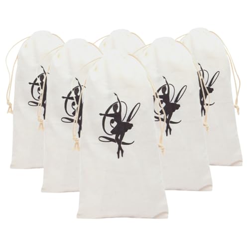 BESTonZON 6 Stück Ballettschuh Aufbewahrungstaschen aus Canvas mit Kordelzug Kleine Tanzschuhtaschen für Mädchen Umweltfreundlich Leicht Praktisch für Tanzunterricht und Reisen von BESTonZON