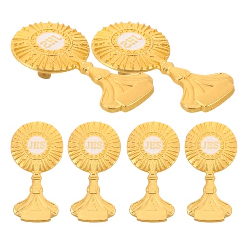 BESTonZON 6 Stück Goldene Metallbroschen mit Kreuzmotiv Katholische Anstecknadeln für Frauen und Männer für Kommunion Religiöse Anlässe Modisches Accessoire von BESTonZON