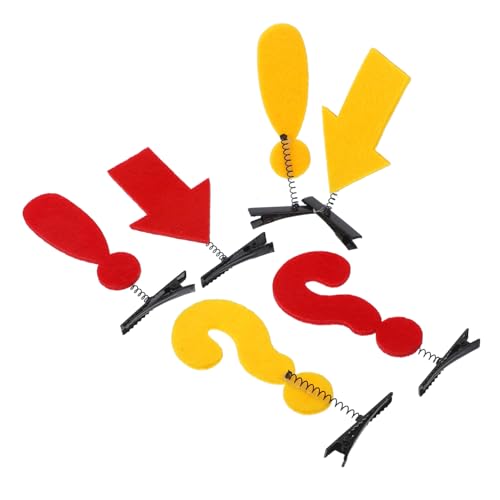 BESTonZON 6 Stück Teiliges Cartoon Haarclips aus Filz Lustige Symbol Haarspangen Rot und Gelb mit Fragezeichen Ausrufezeichen und Langlebig Vielseitig für Party Karneval und Fotoshootings von BESTonZON