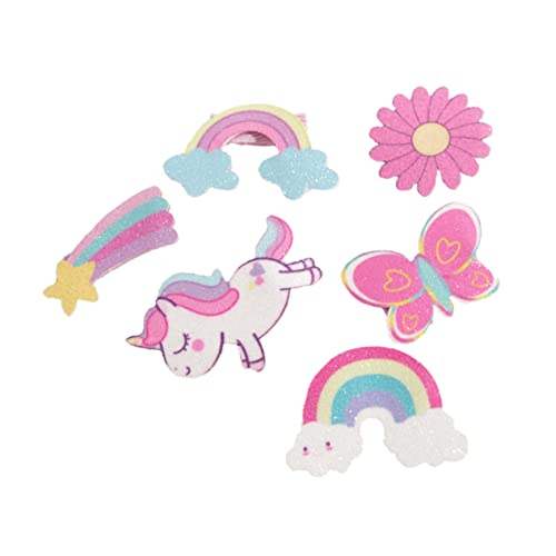 BESTonZON 6 Stück Kinder Mädchen Glitzer Haar Clips Einhorn Haarschmuck Für Mädchen Weiche Materialien Seitliche Clips Für Kinder Buntes Design Für Partys Und Geschenke von BESTonZON