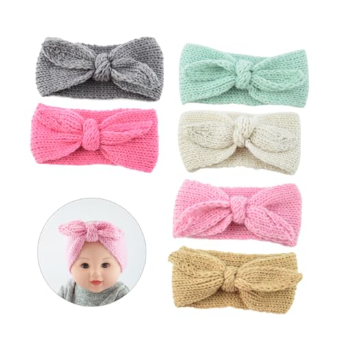 BESTonZON 6er Set Häkel Turban Haarbänder Für ädchen Warmes Voluminöses Kopftuch Mit Schleifen Design Mintgrün Zartem Pink Und Camel von BESTonZON