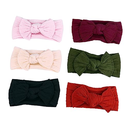 BESTonZON 6stücke Stirnband Mit Schleife Stretchy Nylon Haarband Für Mädchen Neugeborene Infant Bequeme Kopfbedeckung Für Kleinkinder Junge Mädchen von BESTonZON