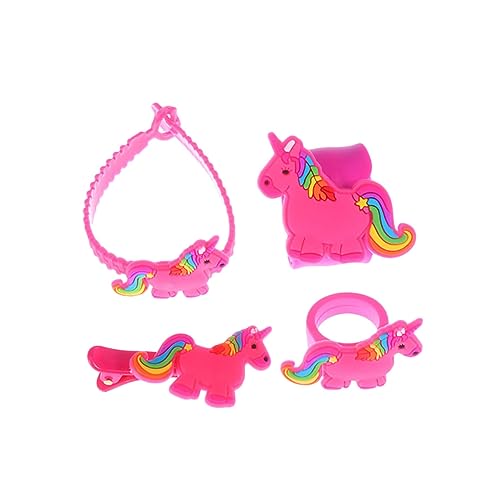 BESTonZON 8 Stk Cartoon-armband Einhorn-alligator-haarspangen Haarspangen Für Mädchen Einhorn Haarspange Armband Mit Tierschnappverschluss Geschenke Für Mädchen Ringe Papa-kreis Kind Mode von BESTonZON