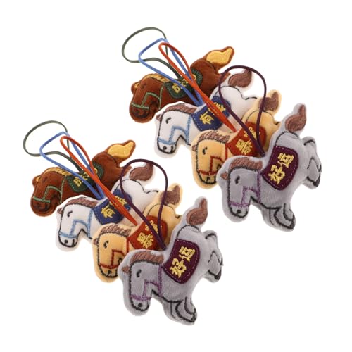 BESTonZON 8 Stück Teiliges Plüschpferd Schlüsselanhänger Niedliche Cartoon Tier Anhänger Weiche Pferde Ornamente für Rucksack Auto Zuhause Neujahrsdekoration und von BESTonZON