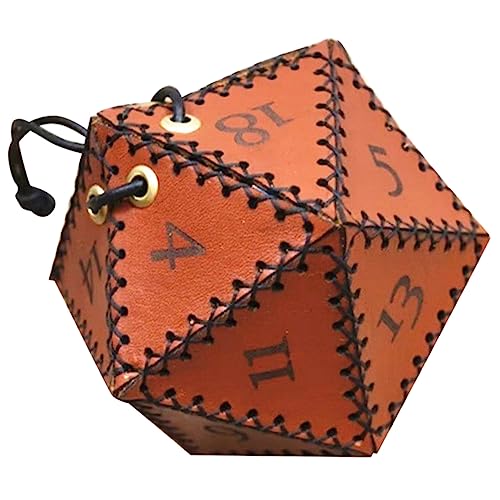 BESTonZON Aufbewahrungstasche Für Würfel Verschleißfeste Würfeltasche Tragbare Geldbörse Würfeltasche Für Brettspiel Vintage Gürteltasche Würfel Fall D20 Container Leder Glücklich von BESTonZON