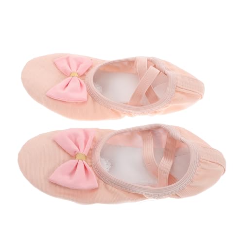 BESTonZON Ballettschuhe Mädchen Soft Sole Ballettschläppchen mit Geteilten Ledersohlen Katzenpfoten Design Komfortable Tanzschuhe für Ballett und Tanztraining in Pfirsichrosa und Hautfarbe von BESTonZON