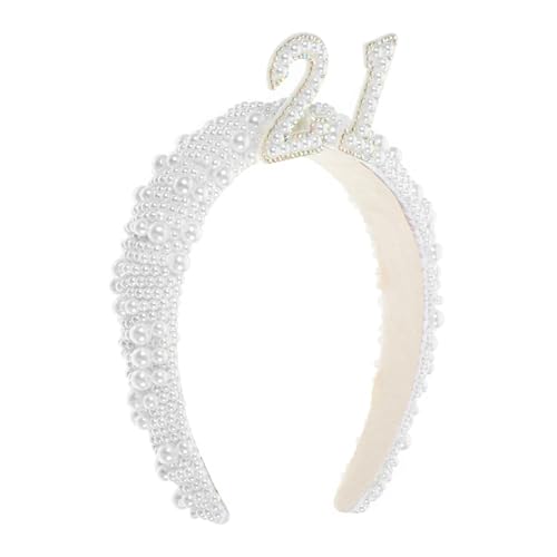 BESTonZON Breites Perlen Haarband Damen Imitation Perlen Haarschmuck Stirnband für Geburtstag Party und Fotoshooting von BESTonZON
