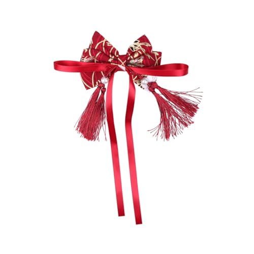 BESTonZON Chinesischer Haarklammer Haarschmuck Schleifenform mit Quaste Festlicher Haarclip für Mädchen zum Neujahrsfest von BESTonZON
