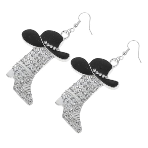BESTonZON Cowboy Ohrhänger Legiertem Western Cowgirl Stiefel und Hut Anhänger Hautfreundlich Funkelndes Design für Festivals Partys und Alltagsmode von BESTonZON