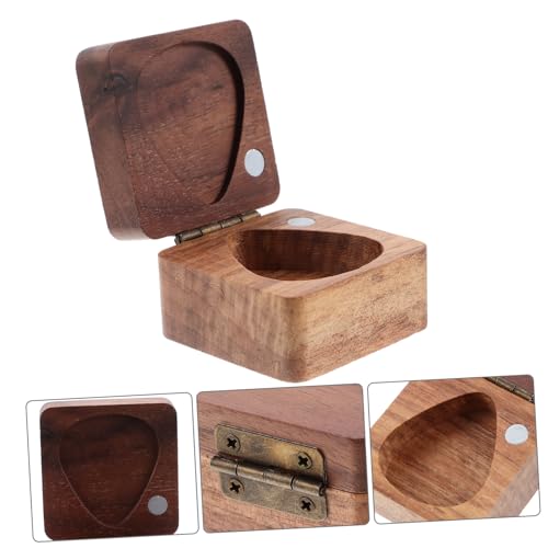 BESTonZON Gitarren Plektrum Aufbewahrungsbox aus Holz Langlebiger Pick Organizer mit Praktischem Deckel Kompakte Pick Box für Akustikgitarre und Ukulele Idealer Schutz für Plektren von BESTonZON