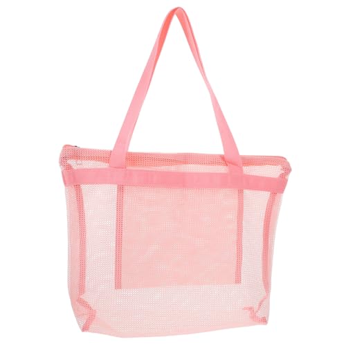 BESTonZON Große Leichte Mesh Strandtasche mit Reißverschluss und Tragegriff Praktische Schultertasche für Damen für Outdoor Reise und Strand Trockene und Nasse Gegenstände Getrennt von BESTonZON