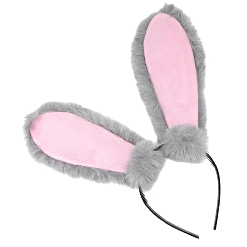 BESTonZON Haarreif Stirnband Hasenohren Bunny Ears Bunny Ohren Haarklammer Haar Klammerm Haarklauenclips Festival-stirnband Kopfbedeckung Für Die Osterparty Ohren-stirnband Haarspange Plastik Grey von BESTonZON