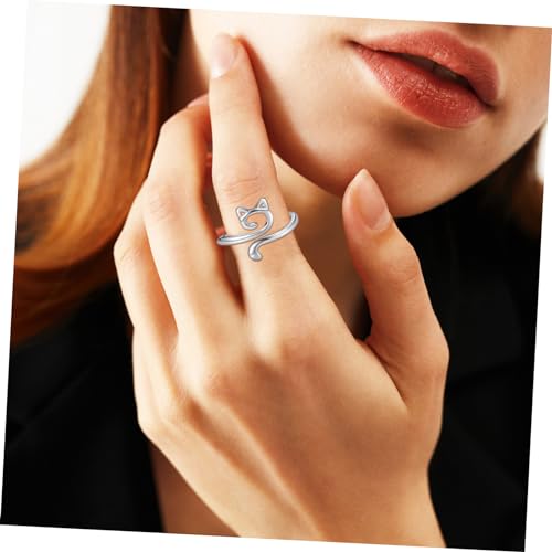 BESTonZON Häkeln Ringe Katze Ringe Zum Häkeln Aus Zinklegierung Offene Verstellbare Fingerringe Mit Garn Guide Für Finger Bastelringe Als Dekorative Schmuck von BESTonZON