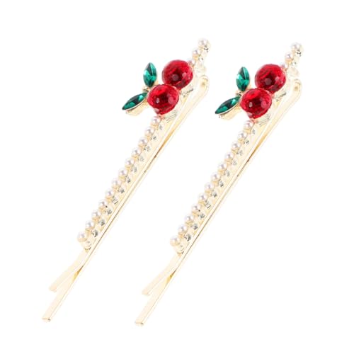 BESTonZON Kirsche Haarspange Für Damen Kunsthaarnadel Seitliche Haarspangen Für Elegante Haarschmuck Strass Haarspangen von BESTonZON