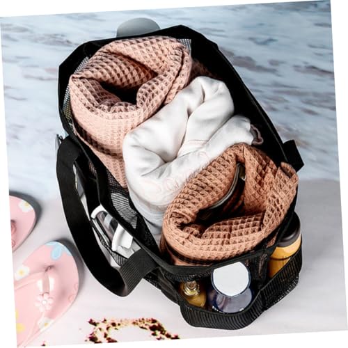 BESTonZON Multifunktionaler Mesh Strandtasche Reise Organizer mit Fächern Leichte Faltbare Handtasche für Bad und Fitness Langlebig Kompakt für Strand und Alltagseinsatz von BESTonZON
