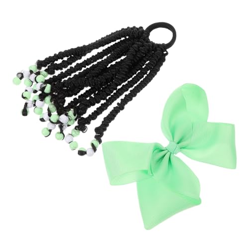 BESTonZON Geflochtener Pferdeschwanz Mit Schleife Als Haarteil Für Mädchen Lange Geflochtene Pferdeschwanzverlängerung Mit Perlen Für Zöpfe Und Haarverlängerungen Im Alltag von BESTonZON