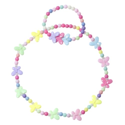 BESTonZON Schmuckset Mädchen Jahre Bunte Acryl Schmetterling Armband und Halskette Modisches für Kleinkinder Geeignet für Party und Alltag von BESTonZON