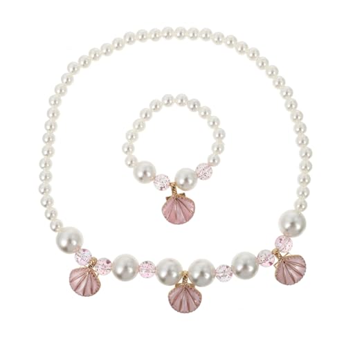 BESTonZON Schmuckset Perlen Armband Halskette Set Muschelimitat Perlen Mädchen Accessoires Leicht und Hautfreundlich Für Geburtstag Party Bühne von BESTonZON