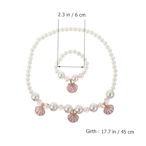 BESTonZON Schmuckset Rosa Muschel und Simulierte Perlen Halskette und Armband Set für Mädchen Leichtes Hautfreundliches Accessoire für Partys und Alltag von BESTonZON