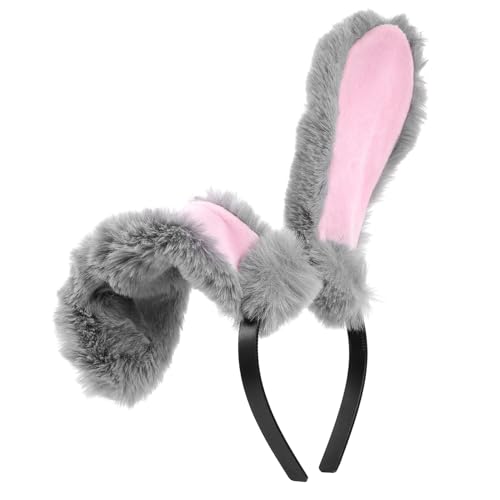 BESTonZON Stirnband Hasenohren Osterparty Gefallen Ohren-stirnband Hasen-party-stirnband Haarspangen Für Die Osterparty Ostern Haarspange Häschen-cosplay-stirnband Partykostüm Grey Stoff von BESTonZON
