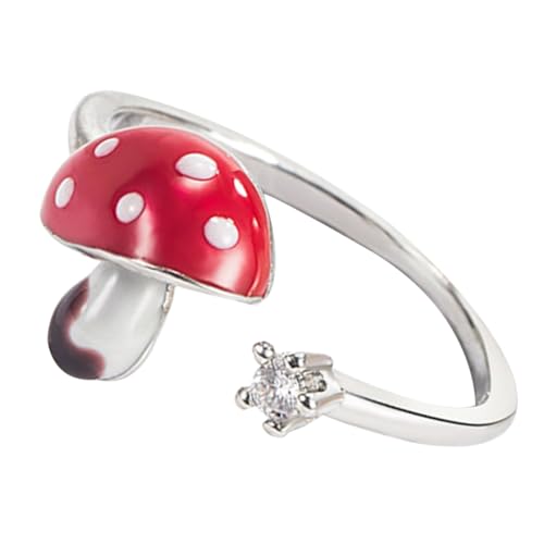 BESTonZON Verstellbarer Damen Ring mit Pilz design Offener Leichter Schmuck aus Langlebiger Legierung Geeignet für Teen und Frauen Modischer Kratzfester Fingerschmuck für Alltag und von BESTonZON
