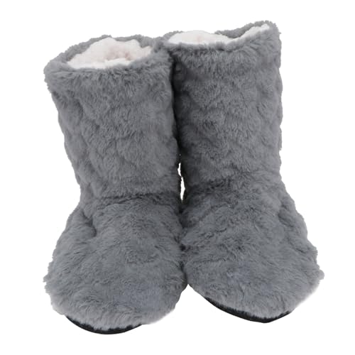 BESTonZON Warme Rutschfeste Dicke Tanz und Hausschuhe für Damen und Herren Hohe Indoor Bodenstiefel Atmungsaktiv Bequem für Herbst und Winter Tiefgrau von BESTonZON