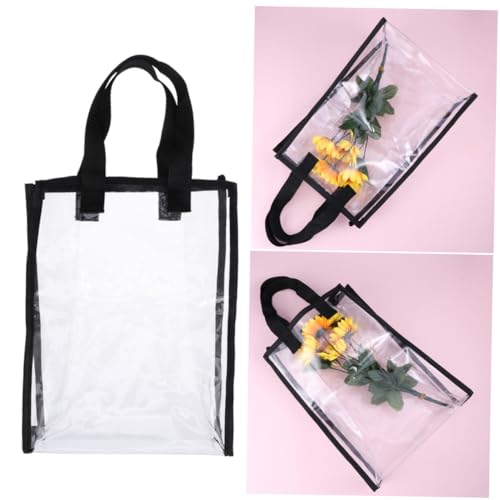 BESTonZON Wasserdichte Transparente PVC Handtasche Großer Shopper Damen Umhängetasche Leicht Ölbeständig Vielseitig für Shopping Veranstaltungen von BESTonZON