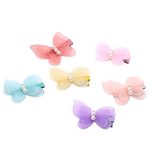 BESTonZON üße Haarspangen Mit Chiffon Schleife Und Perlen Für ädchen Ideale Haarklammern Für Kleinkinder Und Babys Täglicher Gebrauch Zufällige Farben von BESTonZON