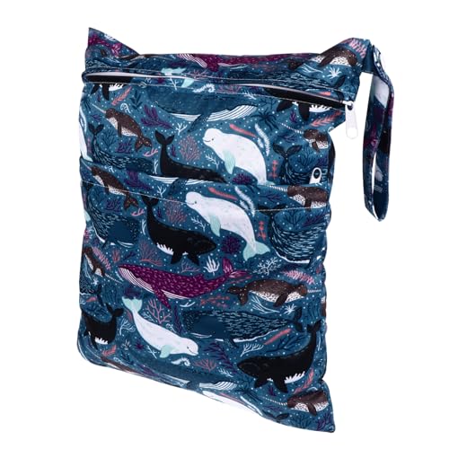 BESTonZON wasserdichte Windeltasche mit Zwei Fächern Wiederverwendbarer Aufbewahrungsbeutel für Unterwegs mit Griff für Kinderwagen als Nasstasche und Organizer für Reise und Alltag von BESTonZON