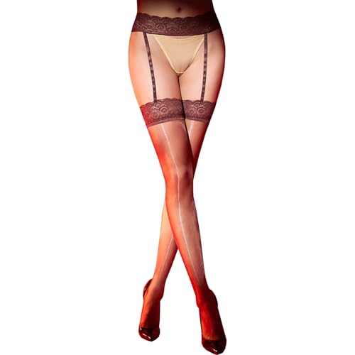 BESYFAY Damen 8 Den Öl Glänzend Strapsstrumpfhose mit Shining Oberschenkel Hohe StrüMpfe StrumpfgüRtel Nylonstrumpfhose von BESYFAY