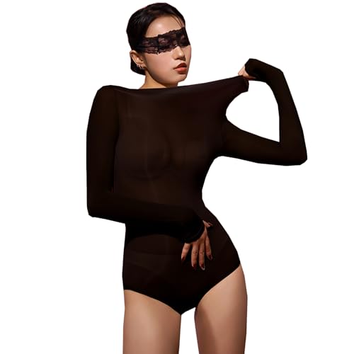 BESYFAY Damen Herren Öl Glänzend Nahtlos Bodystocking Nylon GanzköRper Strumpfhose Langarm Tanga Tops von BESYFAY