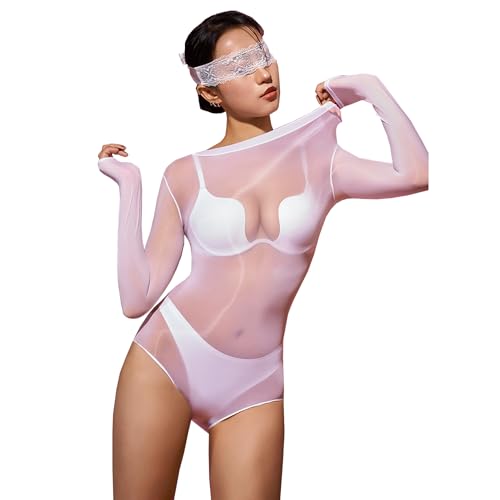 BESYFAY Damen Herren Öl Glänzend Nahtlos Bodystocking Nylon GanzköRper Strumpfhose Langarm Tanga Tops von BESYFAY