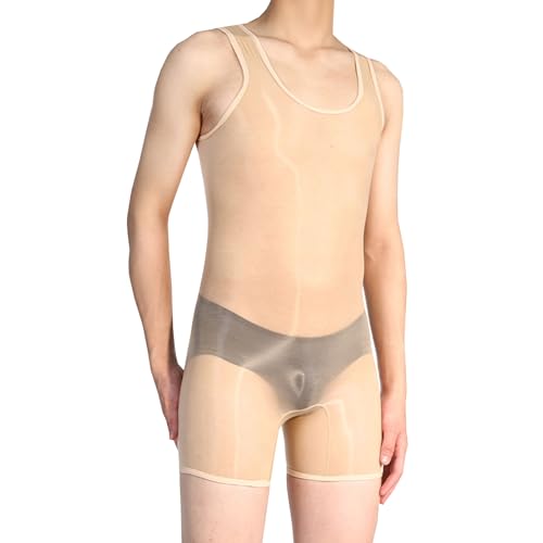 BESYFAY Herren 8 Den Ärmellose Nylon Bodystocking Öl Glänzend Ultradünnes GanzköRper Strumpfhose von BESYFAY