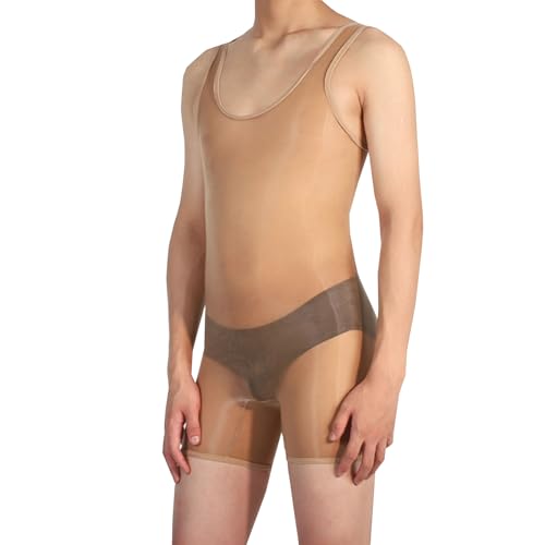 BESYFAY Herren 8 Den Ärmellose Nylon Bodystocking Öl Glänzend Ultradünnes GanzköRper Strumpfhose von BESYFAY