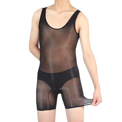 BESYFAY Herren 8 Den Ärmellose Nylon Bodystocking Öl Glänzend Ultradünnes GanzköRper Strumpfhose von BESYFAY
