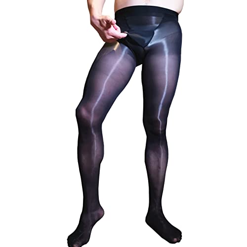 BESYFAY Herren 8 Den Glänzend Nylon Strumpfhosen Shining Öl Glanz Strumpfhose Hohe Taille Feinstrumpfhose von BESYFAY