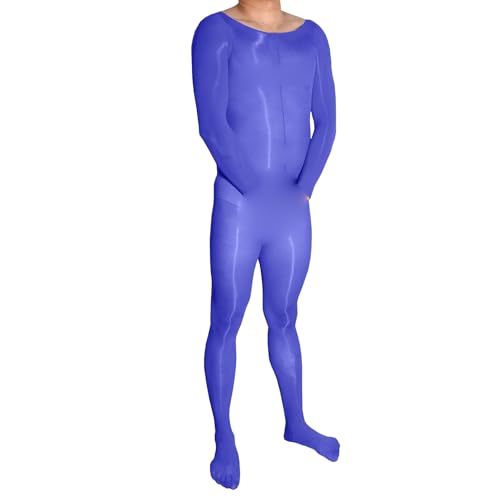 BESYFAY Herren Bodystocking Öl Glänzend Langarm Bodysuit Hochelastische Nylon GanzköRper Strumpfhose von BESYFAY