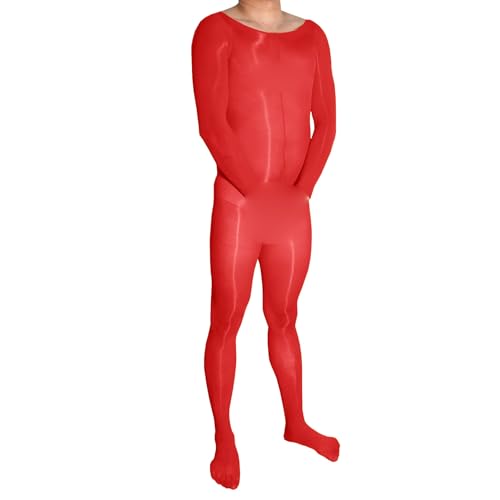 BESYFAY Herren Bodystocking Öl Glänzend Langarm Bodysuit Hochelastische Nylon GanzköRper Strumpfhose von BESYFAY