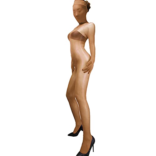 BESYFAY Herren Damen Öl Glänzend Nylon Bodystocking mit Handschuhen Transparent Body Overall GanzköRper Strumpfhose von BESYFAY